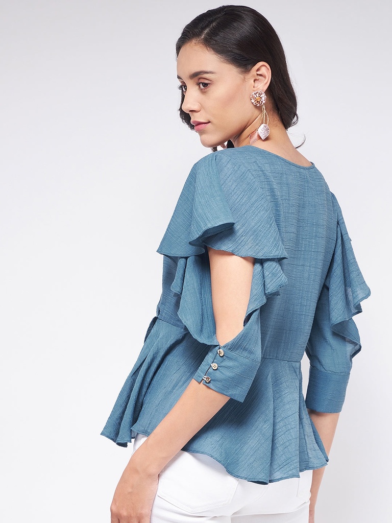 Overlap Flared Sleeves Top