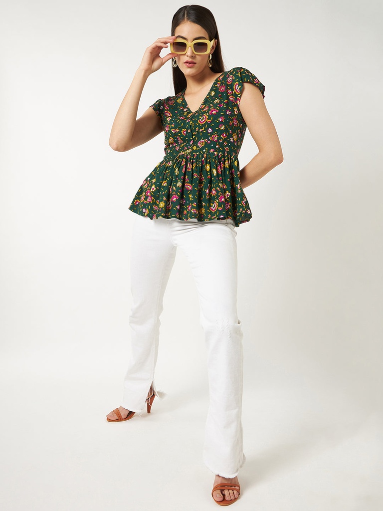 Peplum Top with Floral Print