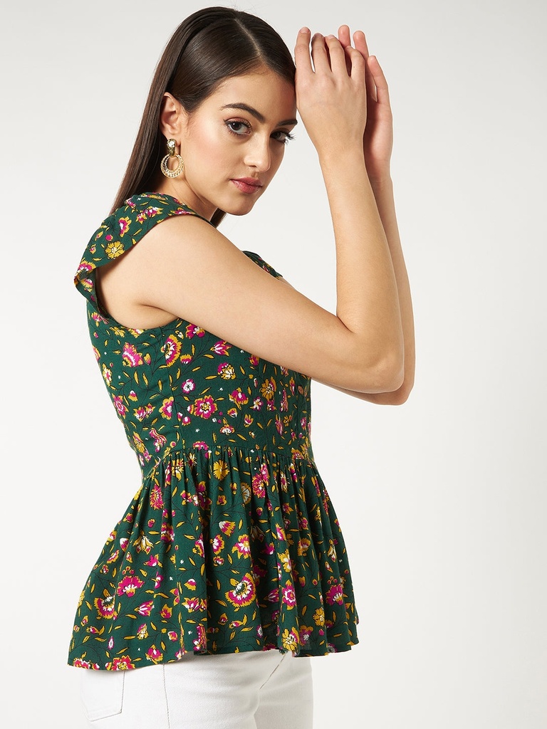 Peplum Top with Floral Print