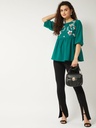 Embroidered Folral Printed Sheer Top