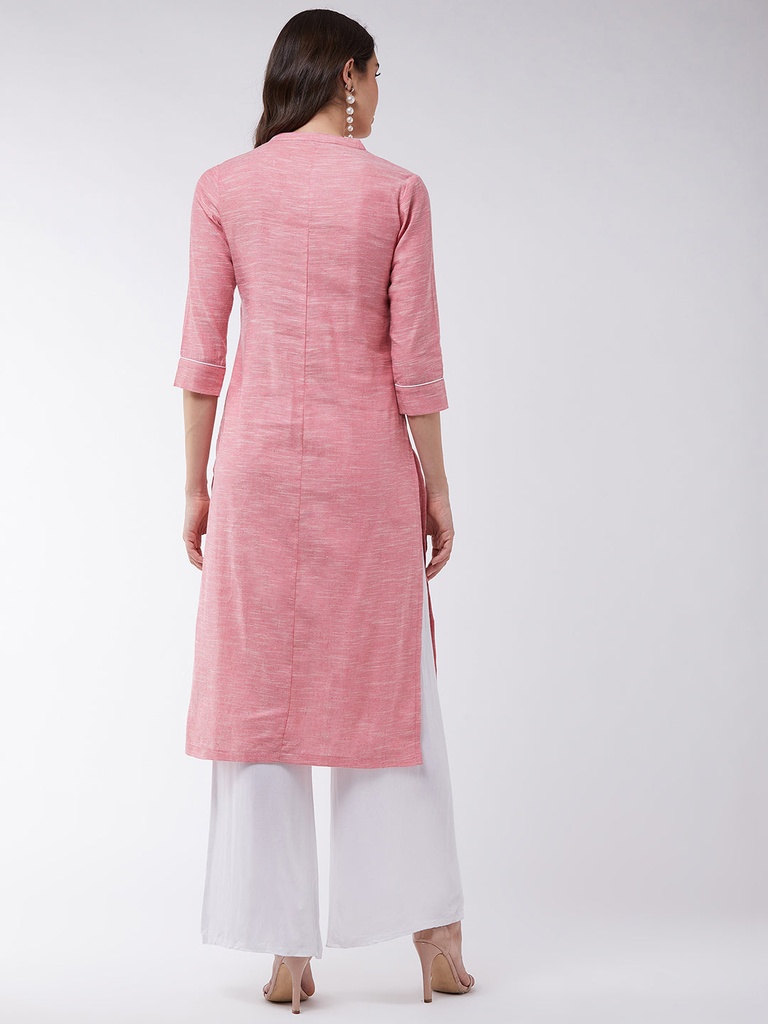 Chambray Yoke Embroidered Design Kurta
