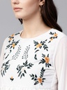White Embroidered Floral Sheer Top