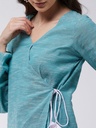 Extended Puff Sleeve Chambray Top