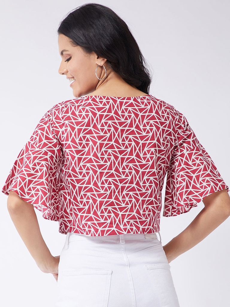Jungle Safari Flared Sleeves Crop Top