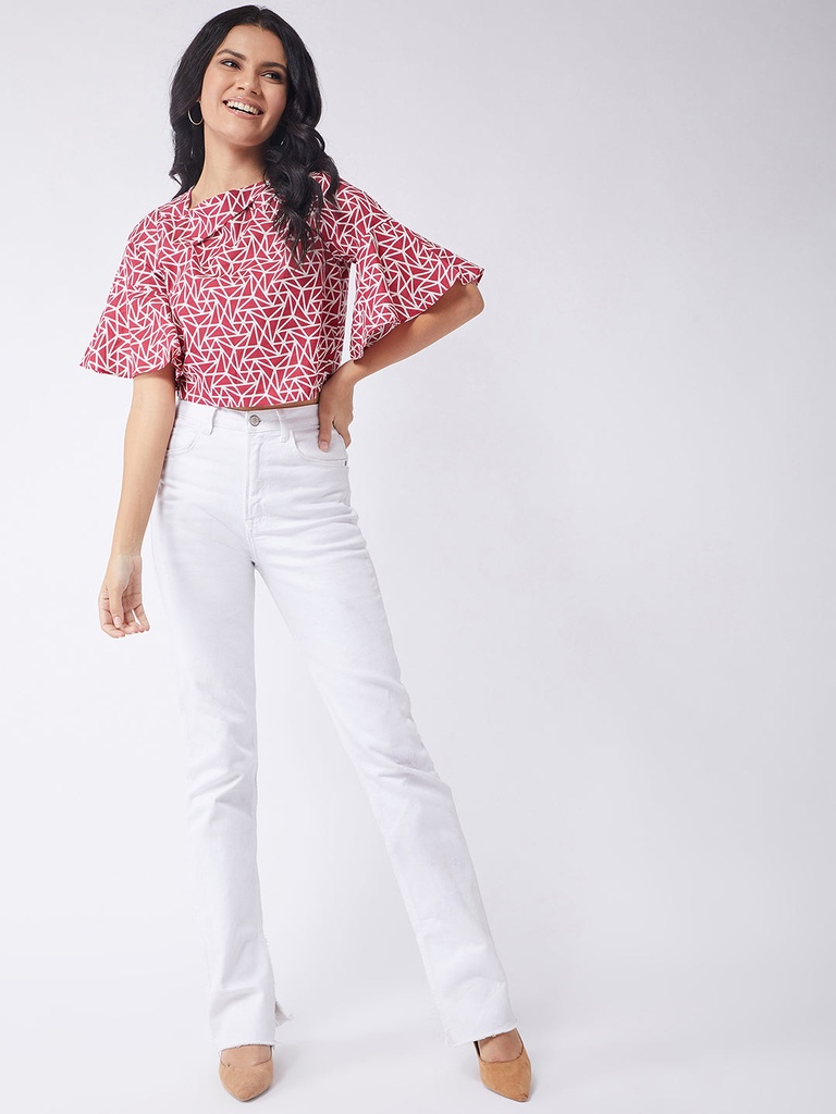 Jungle Safari Flared Sleeves Crop Top