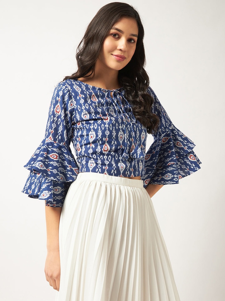 Ikat Bell Sleeves Top for Women