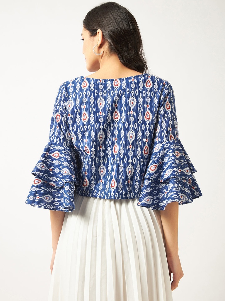 Ikat Bell Sleeves Top for Women