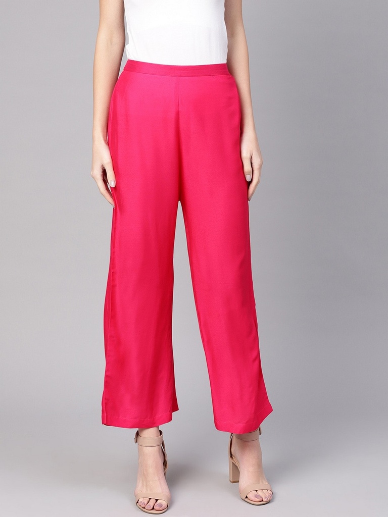 Flamingo Pink Solid Palazzo