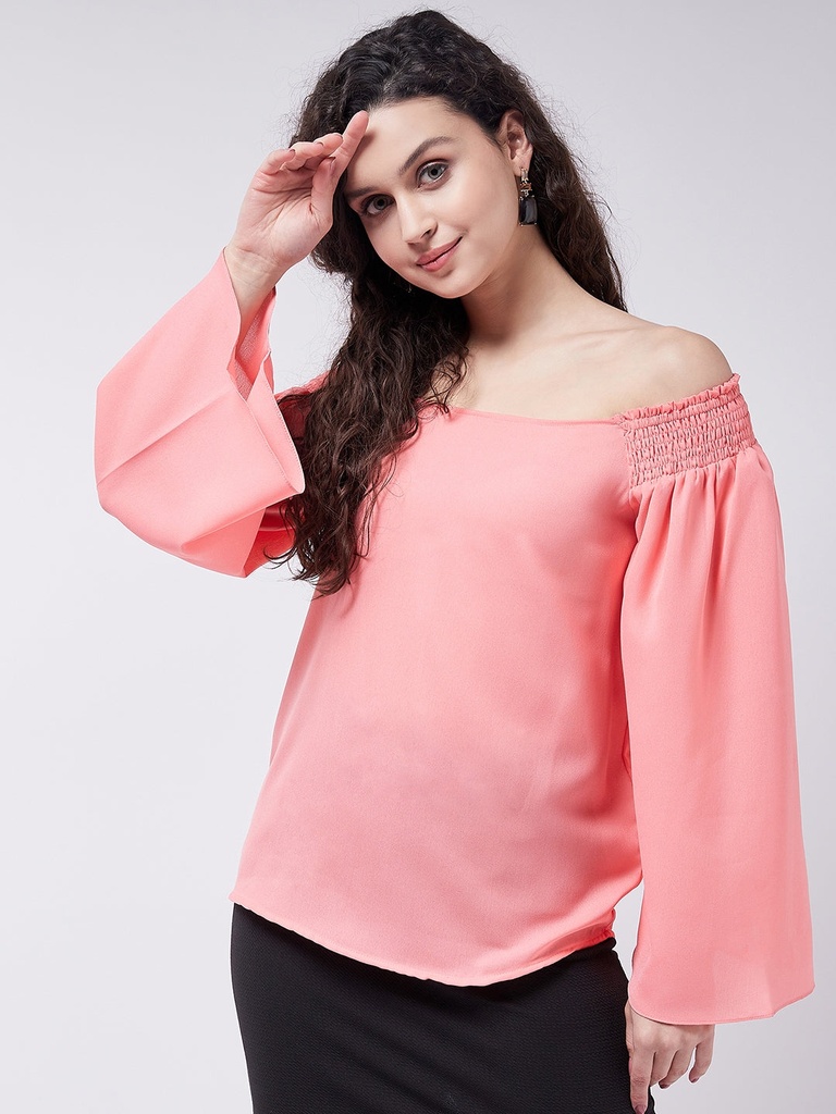Coral Off-Shoulder Top