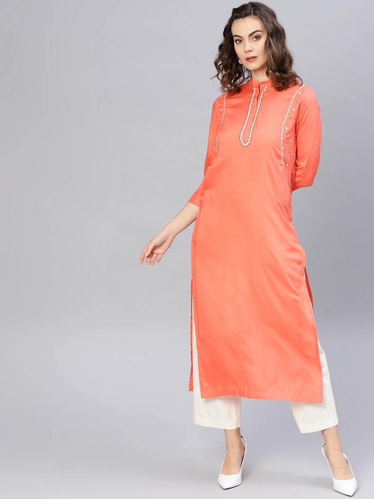 Straight Fit Princess Embroidery Kurta