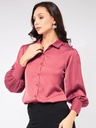 Satin Puff Sleeves Shirt Top
