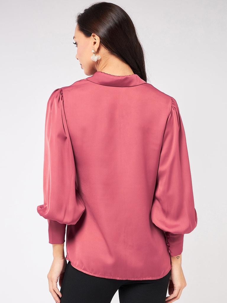 Satin Puff Sleeves Shirt Top