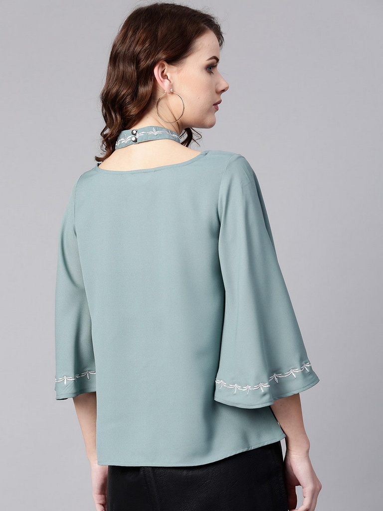 Choker Neck Embroidered Top