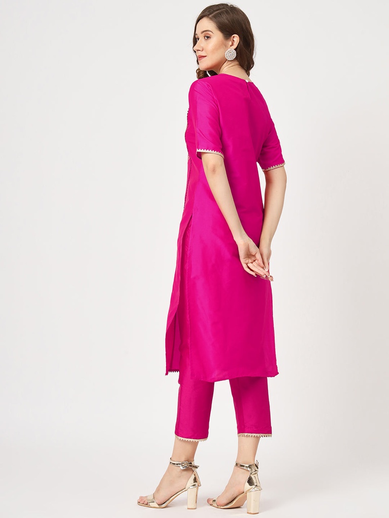 Festive U-Neck Embroidered Kurta