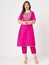 Festive U-Neck Embroidered Kurta