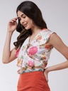 Digital Printed Sleeveless Ruffle Top