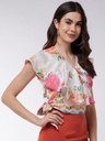 Digital Printed Sleeveless Ruffle Top
