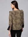 Animal Print Neck Brooch Top