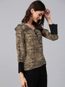 Animal Print Neck Brooch Top