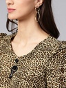 Animal Print Neck Brooch Top