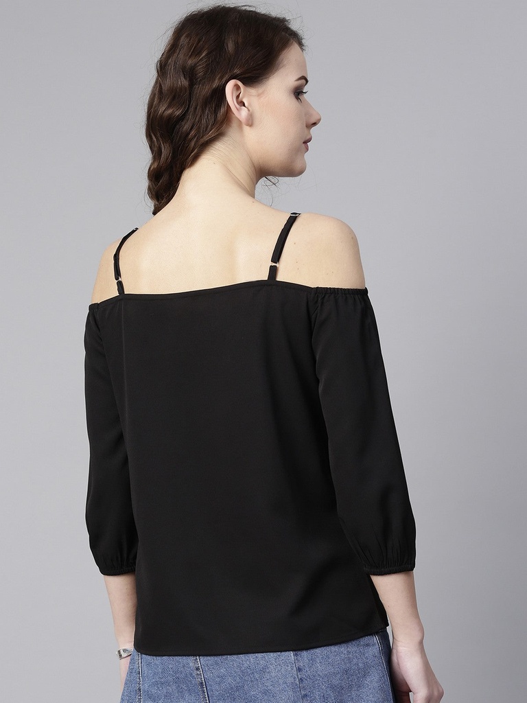 Embellished Cold-Shoulder Top