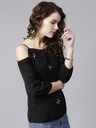 Embellished Cold-Shoulder Top