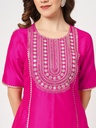 Festive U-Neck Embroidered Kurta