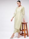 Stylish Cuff Pista Foil Printed Festive Kurta