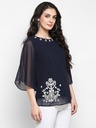 Beautiful Navy Blue Sheer Top
