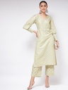 Stylish Cuff Pista Foil Printed Festive Kurta