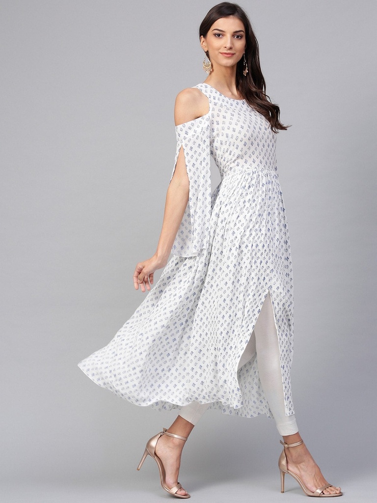 Assorted Cold-Shoulder Print Kurta