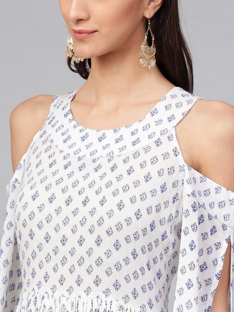 Assorted Cold-Shoulder Print Kurta