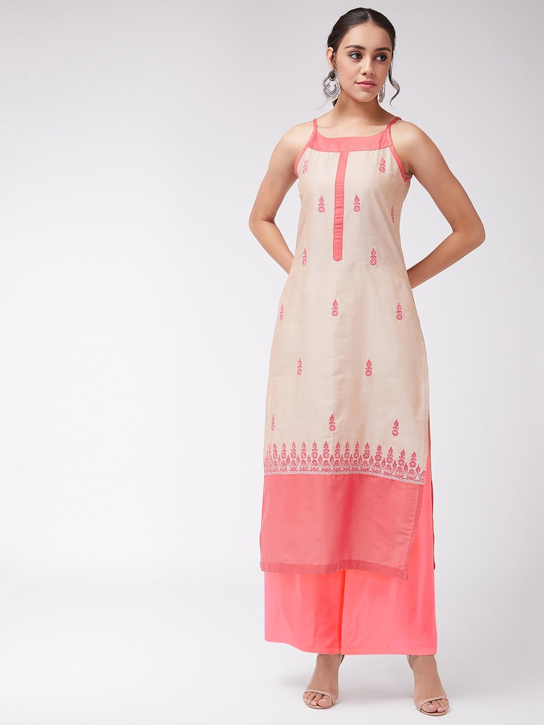 Semi-Festive Border Embroidered Kurta