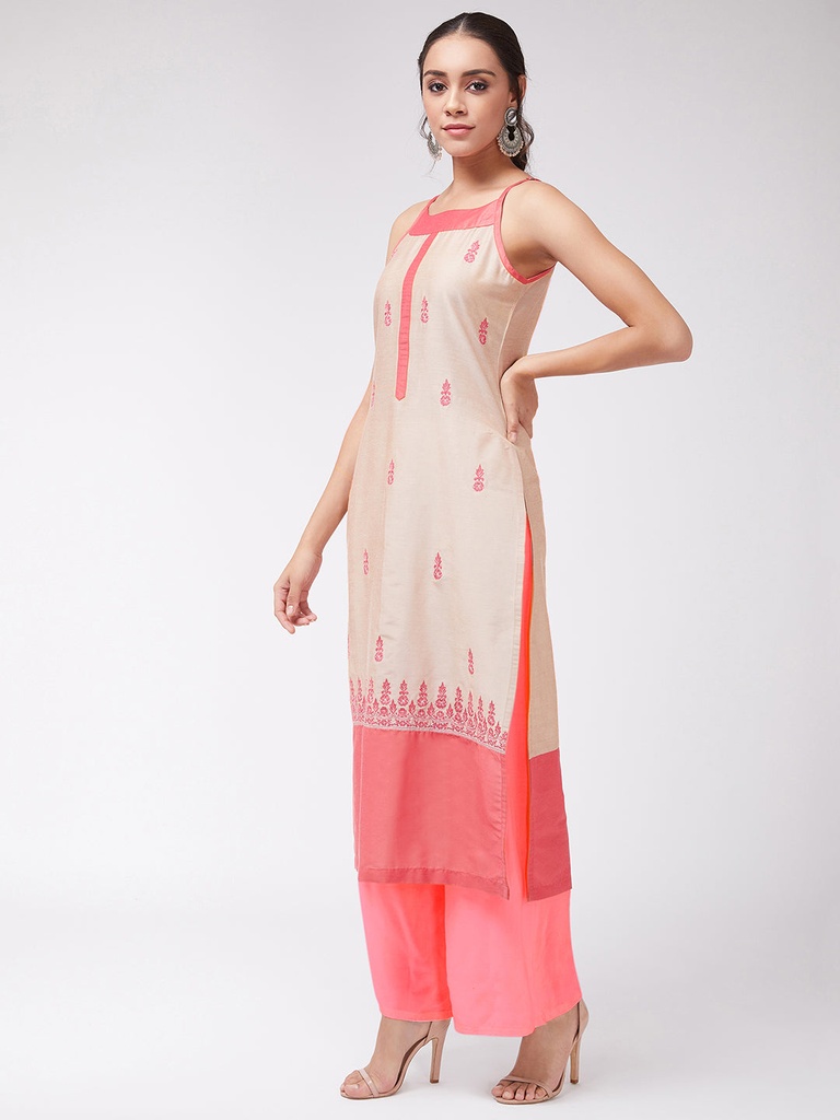 Semi-Festive Border Embroidered Kurta