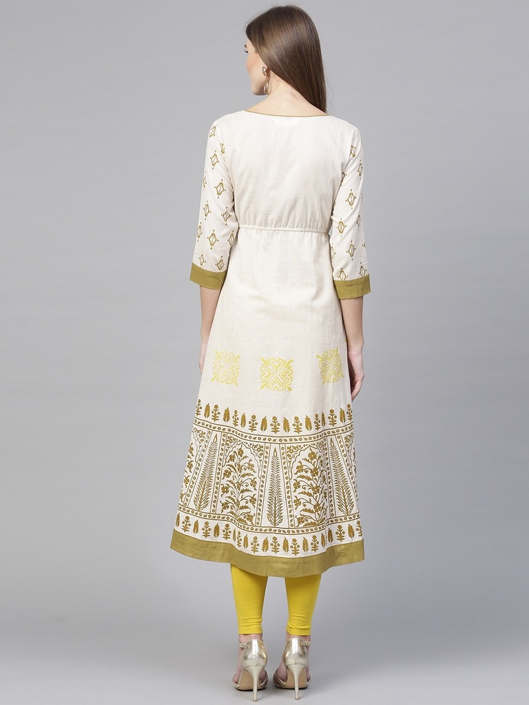 Asymmetric Flared Printed Printed Hem Kurta