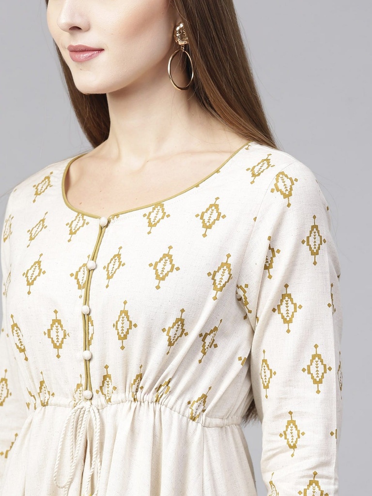 Asymmetric Flared Printed Printed Hem Kurta
