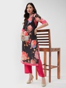 Wedding Floral Digital Print V-Neck Kurta