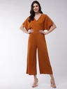 Embellished Solid Overlap Jumpsuit