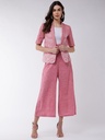 Chambray High-Waist Blazer Pant Set