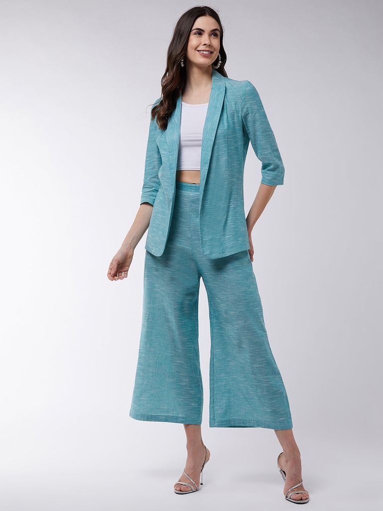 Chambray Long Blazer & Pant Set