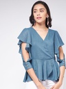 Overlap Flared Sleeves Top