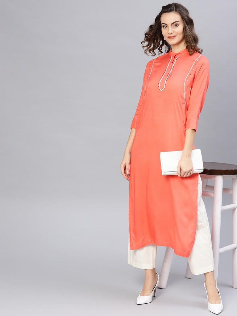 Straight Fit Princess Embroidery Kurta