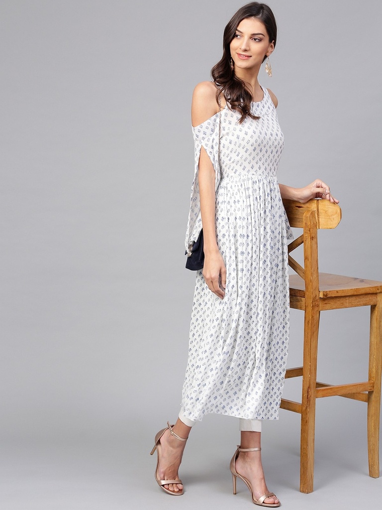Assorted Cold-Shoulder Print Kurta