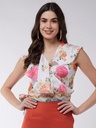 Digital Printed Sleeveless Ruffle Top