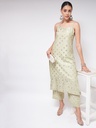 Sleeveless Strappy Kurta with Pista Foil Print