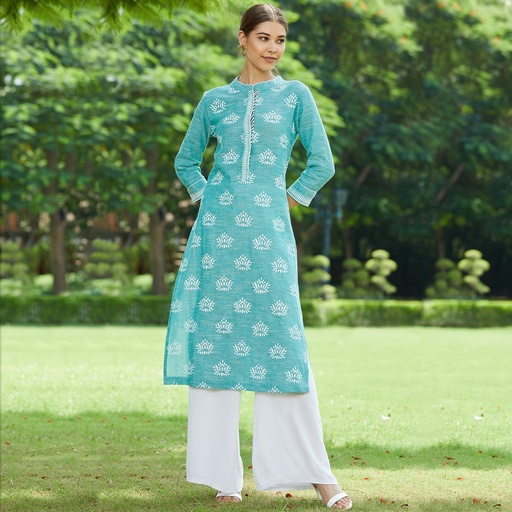 Green Lotus Chambray Kurta