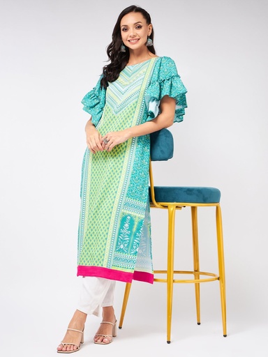 Jaipur Haat Flared Sleeve Placement Kurta