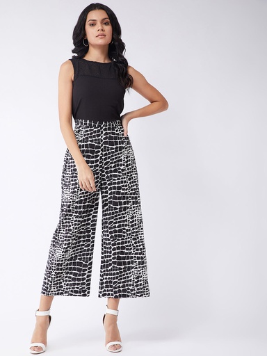 Jungle Safari Sheer Yoke Sleeveless Jumpsuit