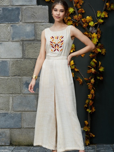 Embroidered Elegance Allover Printed Jumpsuit
