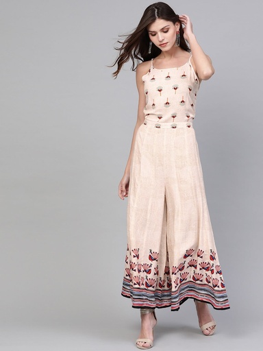 Peacock Flare Printed Jumpsuit